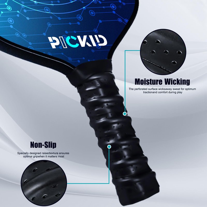 PICKID Carbon Fiber Pickleball Paddles Set of 2, 4 Balls, Ultra Cushion Grip, Gifts for Beginners & Pros