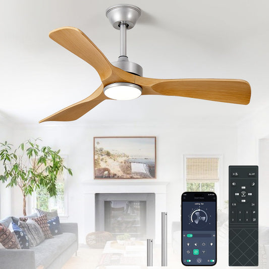 BvenuBigLite Ceiling Fans with Lights and Remote: 42-Inch Ceiling Fan 3 Blades Low Profile Outdoor - Modern Ceiling Fans with Remote APP Control Quiet Reversible DC Motor for Patio Living Room