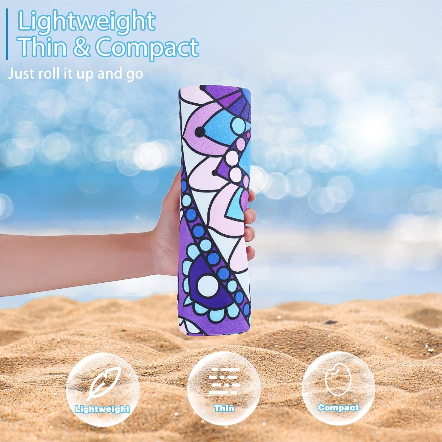 TwoYek Microfiber Beach Towels - Lightweight, Quick-Dry, Oversized 71x32 | Sand-Free Travel & Sports Essential
