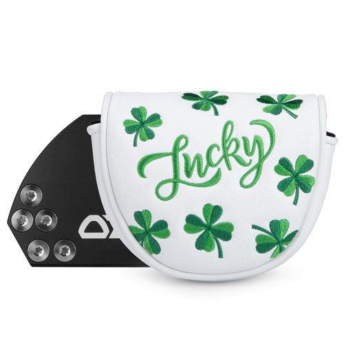 Golf Mallet Putter Cover Head Cover, Magnetic Closure Lucky Clover Design Premium Leather Golf Headcovers Golf Mallet Putter Cover Fits for OZ1 MEZZ 1 MEZZ1 MAX Putter