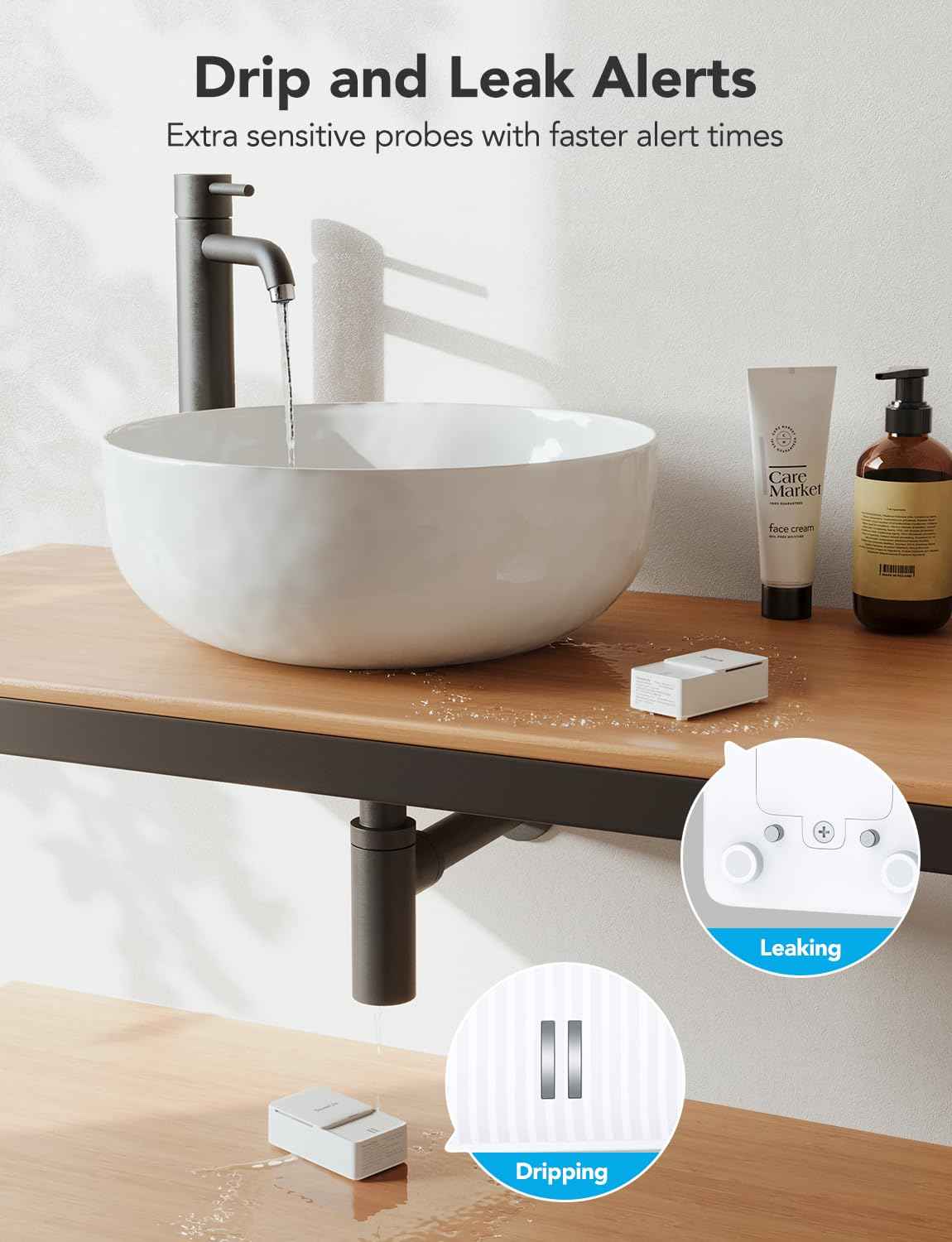 GoveeLife Premium Smart Water Leak Detector 2 with 1968ft Ultra-Long Range, WiFi Water Sensor with SMS/Email/APP Push and Sound Alarm, 5-Year Battery Life, Suitable for Home, Basement, Kitchen, 4 Pack