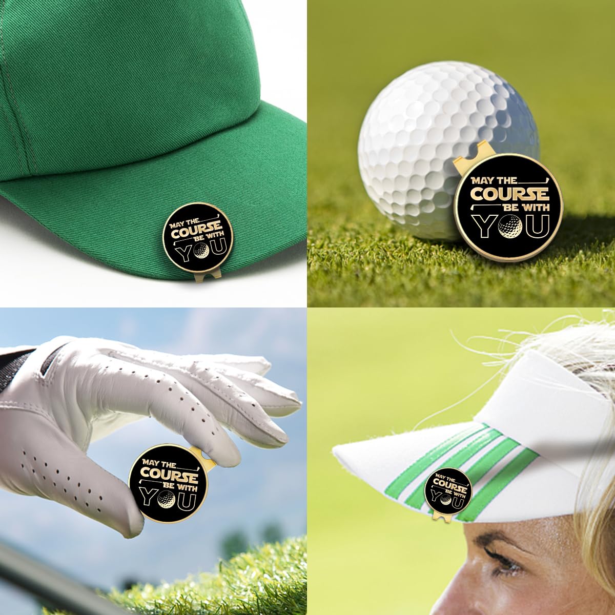 GEYGIE May The Course Be with You Black Gold Golf Ball Marker with Magnetic Hat Clip, Funny Golf Gifts and Accessories for Men Women, Birthday for Golf Fan, Golf Novelty Gift