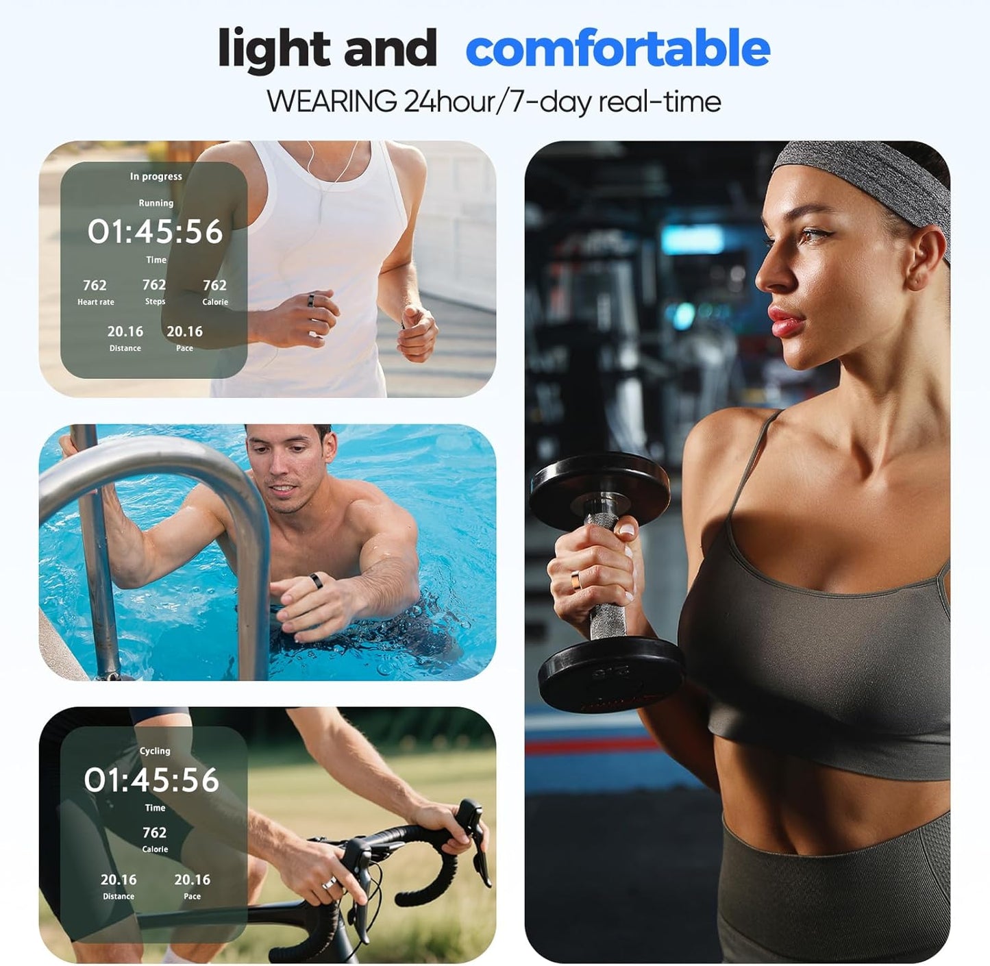 Skiennix Smart Ring Health Tracker - IP68 Water Resistant, Sleep & Exercise Monitor | Unisex (Rose Gold, Size 11)
