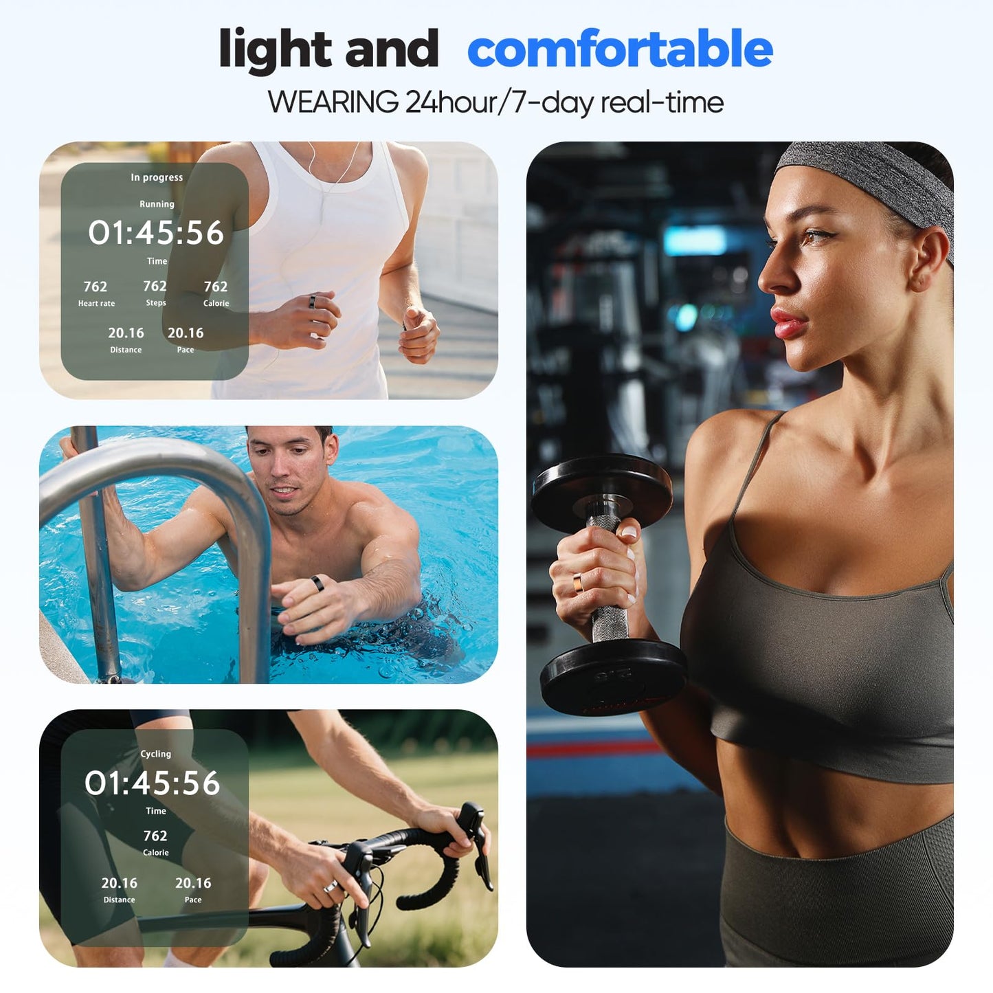 Smart Ring Health Tracker, Sleep/Exercise Monitoring, iOS /Android Compatible, IP68 Water Resistance, No Subscription Required, 5-Day Battery Life, Suitable for Both Women and Men (Rose Gold, 12)