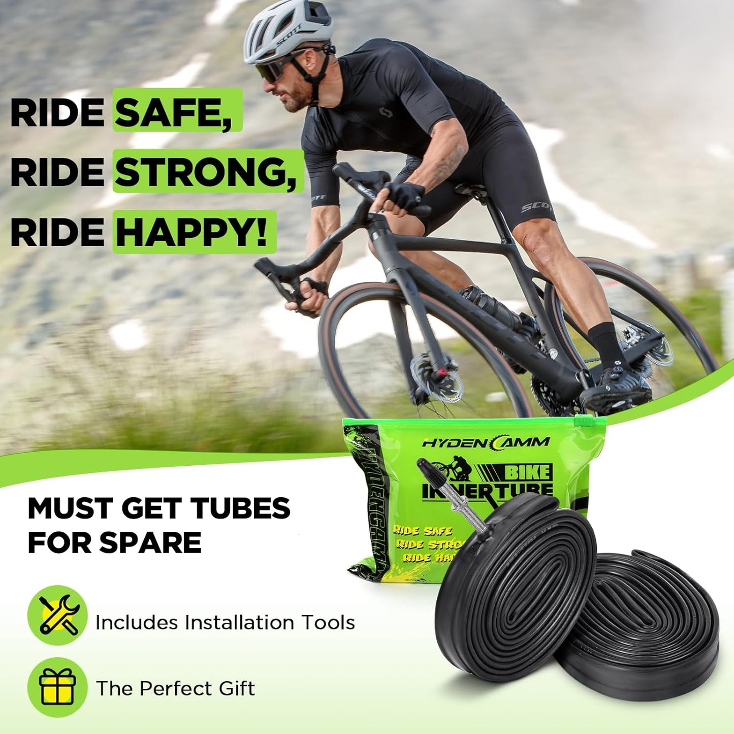 700C Bike Tube - Butyl 2 Pack with Tire Levers | Compatible with 700x20C-25C Sizes