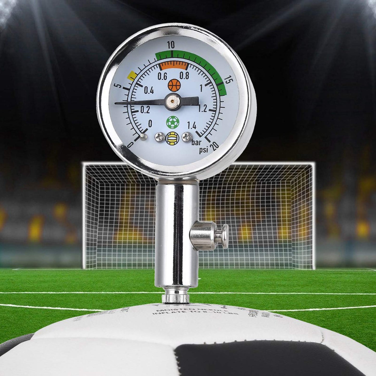 Ball Pressure, Dual Scale PSI and Bar Metal Air Pressure Sports Ball Pump Accessory for Basketball Football Volleyball