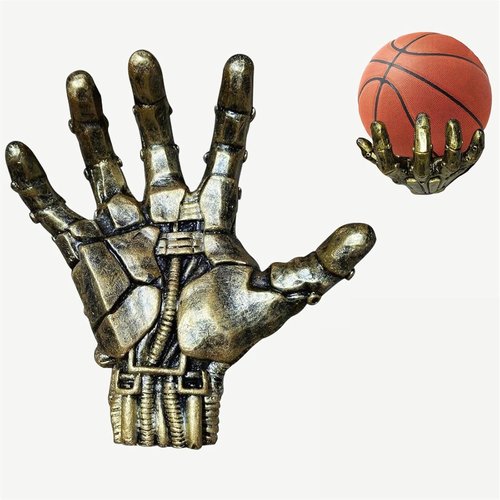 Cyberpunk Mechanical Hand Basketball Holder - Wall Mount Display Stand for Man Cave Decor