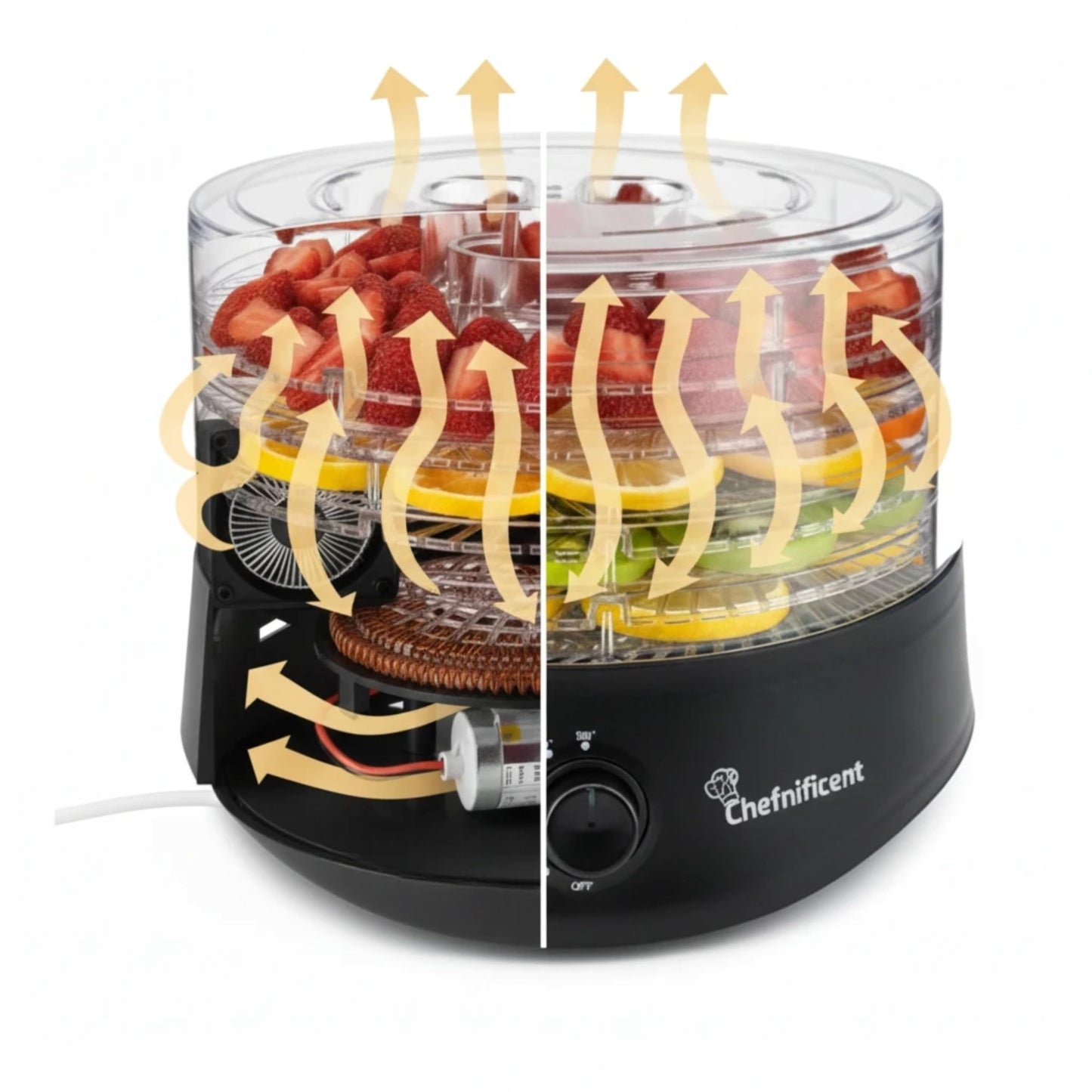 Food Dehydrator DryMax 280 – 5 Tray Adjustable, BPA-Free – 4-Hour Quick Drying, Even Heat, Easy Temp Control – Fruit, Veggie, Meat Jerky Maker (Black)