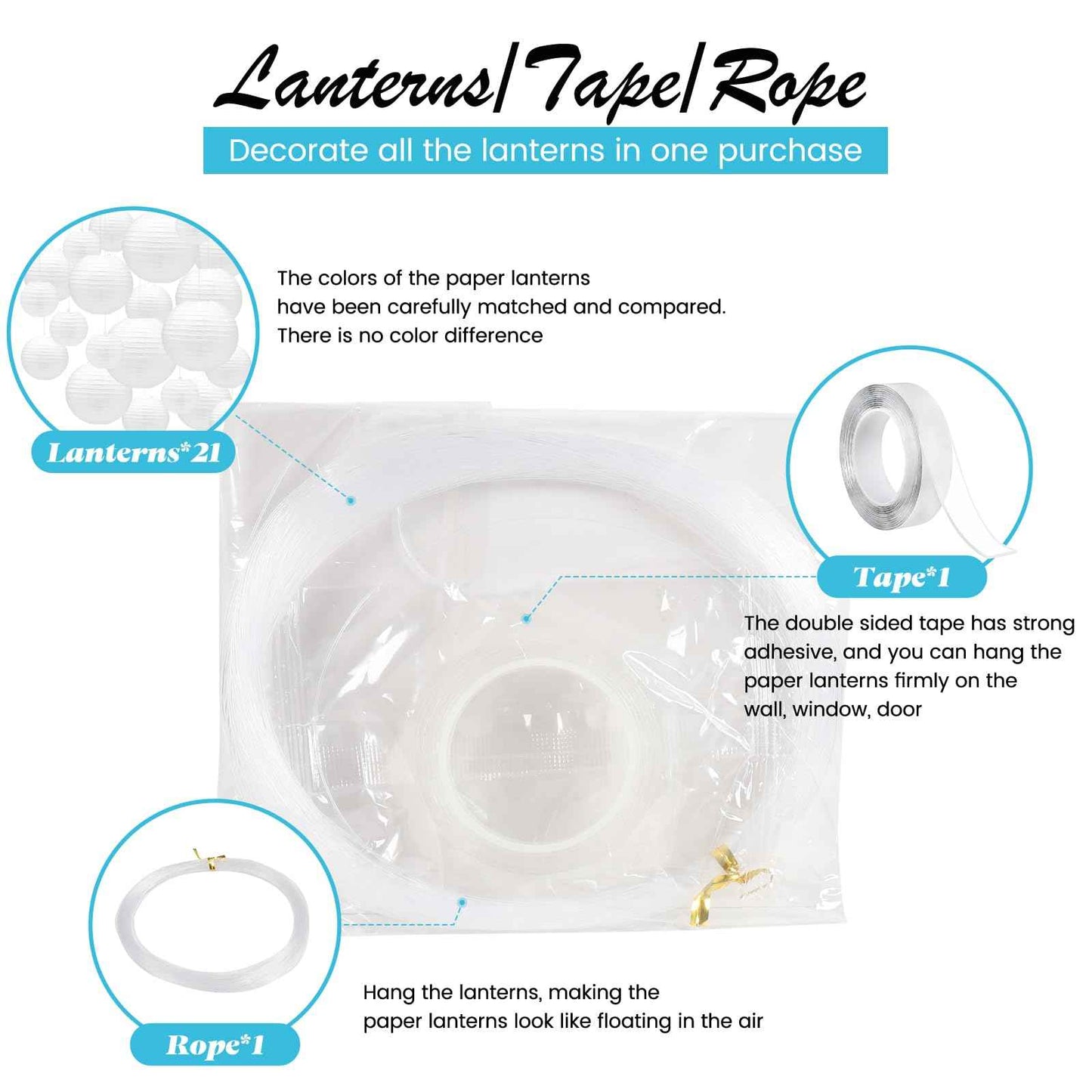 21Pcs White Paper Lanterns,White Chinese Lantern with Tape and String,Hanging Round Lanterns Decorative Outdoor for Party Decorations,Birthday,Wedding,Christmas Party,New Year