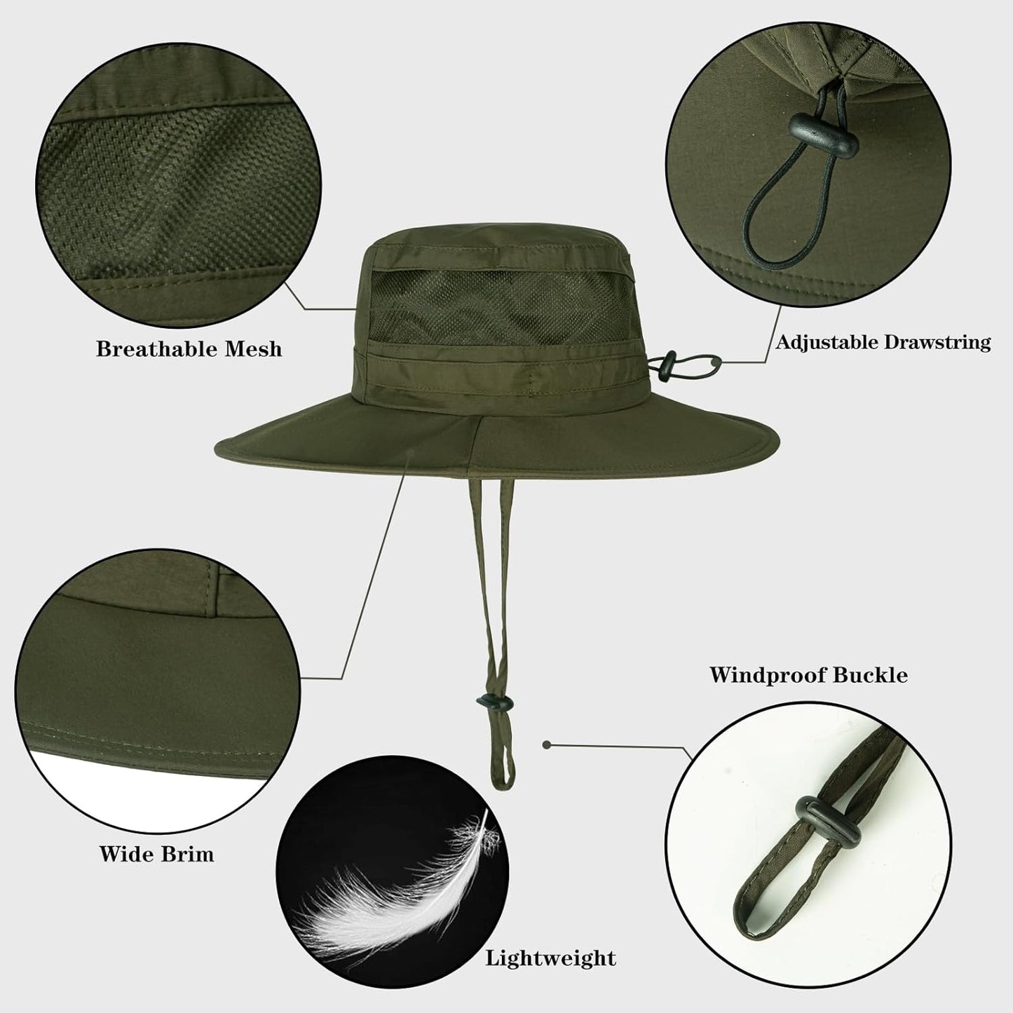 Skiennix UPF 50+ Sun Hat - Waterproof Wide Brim Fishing & Hiking Bucket Hat | Foldable Boonie for Outdoor Adventures