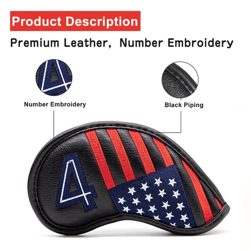 Golf Iron Head Covers Set Iron Headcover Wedge Cover Golf Iron Club Cover USA American Flag for PXG0311