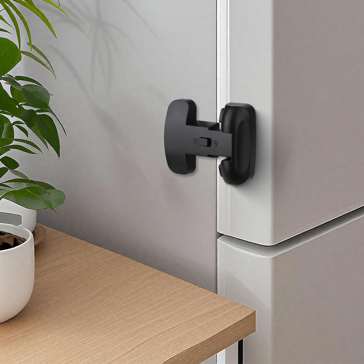 2PCS Heavy Duty Protection Fridge Lock for Refrigerator Cabinets,Drawers,Child Safety Cabinet Locks,Easy Install Without Keys，Black.