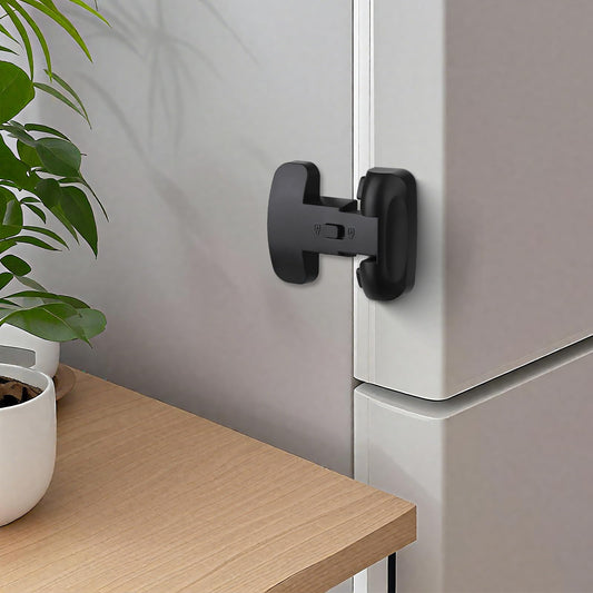 2PCS Heavy Duty Protection Fridge Lock for Refrigerator Cabinets,Drawers,Child Safety Cabinet Locks,Easy Install Without Keys，Black.