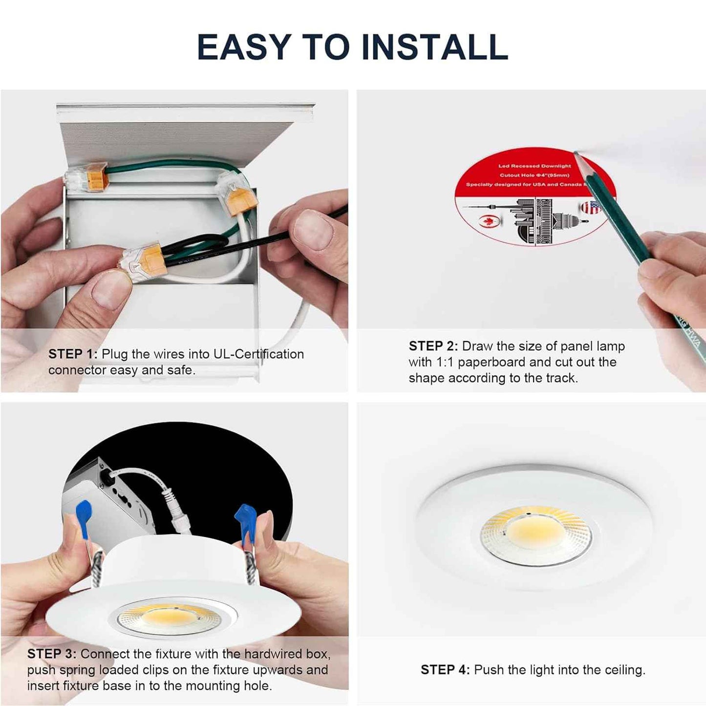 LULIT 6 Pack White 3-inch 5 CCT Gimbal LED Recessed/Downlight Color Selectable 2700K/3000K/3500K/4000K/5000K 800Lm 10W 120V Dimness Adjustable LED Lights