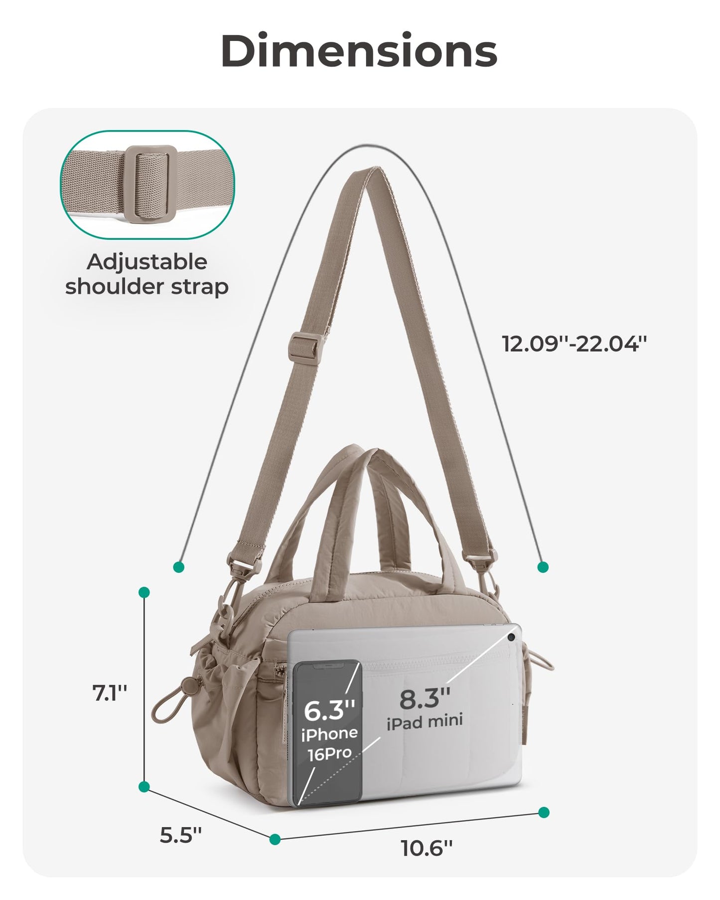 BAGSMART Mini Duffle Bag, Crossbody Bags for Women, Pastel Pink