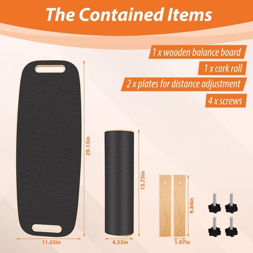 Balance Board for Adults | Wobble Board with Adjustable Stoppers - 3 Different Distance Options | Wooden Balance Boards for Improve Balance, Surf Trainer & Physical Therapy