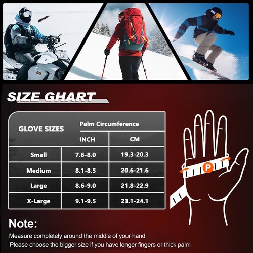 Heated Gloves, Electric Gloves Heated for Men/Women Rechargeable, Waterproof Work Motorcycle Glove for Winter Outdoor