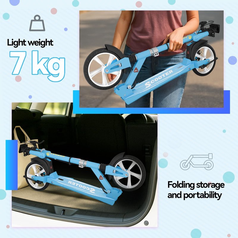 MEE GOO Scooter with Disc Brake & Dual Shock Absorbers,200mm PU Wheels ABEC-7 Bearings,Foldable Scooter for Teen&Adult,Non-Slip Deck,Kick Scooter (Pink)