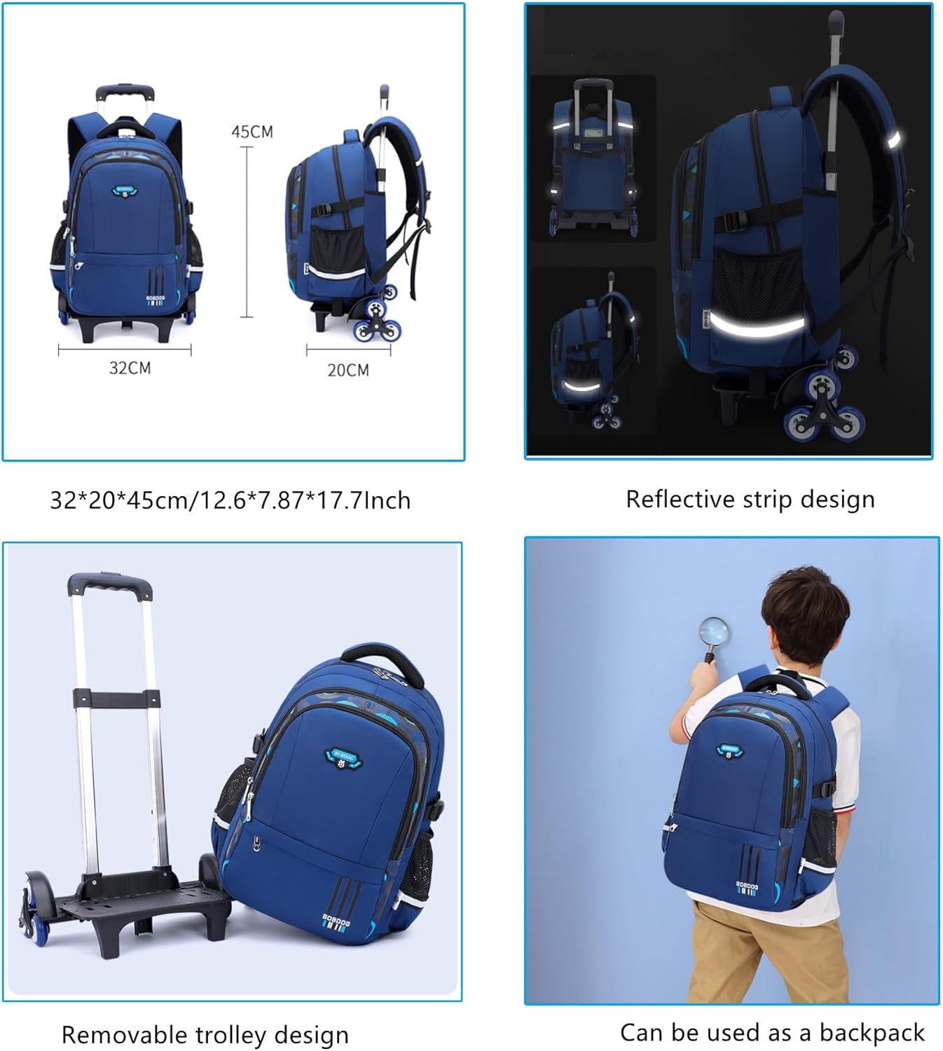 Mfikaryi Rolling Backpack - Solid Color Camo Print Wheeled School Bag for Kids | Durable & Stylish