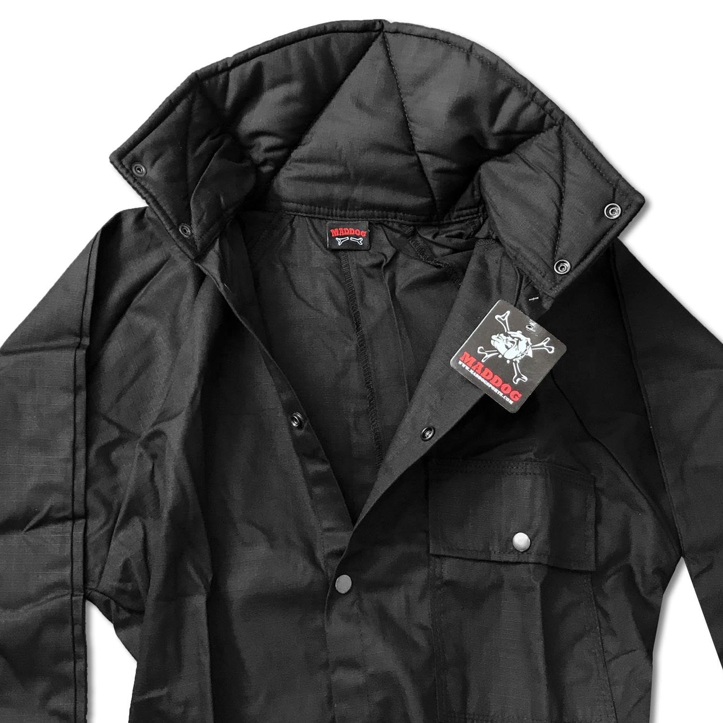 Maddog Durable Ripstop Step-In Coveralls | Full Body Paintball, Airsoft, Mechanic, Outdoor Work Protective Wear Jumpsuit - Tactical Black - Medium