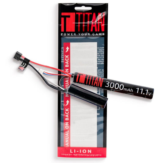 Titan Lithium Ion Airsoft Battery | 3000 mah 11.1v Battery Nunchuck T-Plug | Maximum Capacity & Performance 11.1 Volt for Airsoft Gun