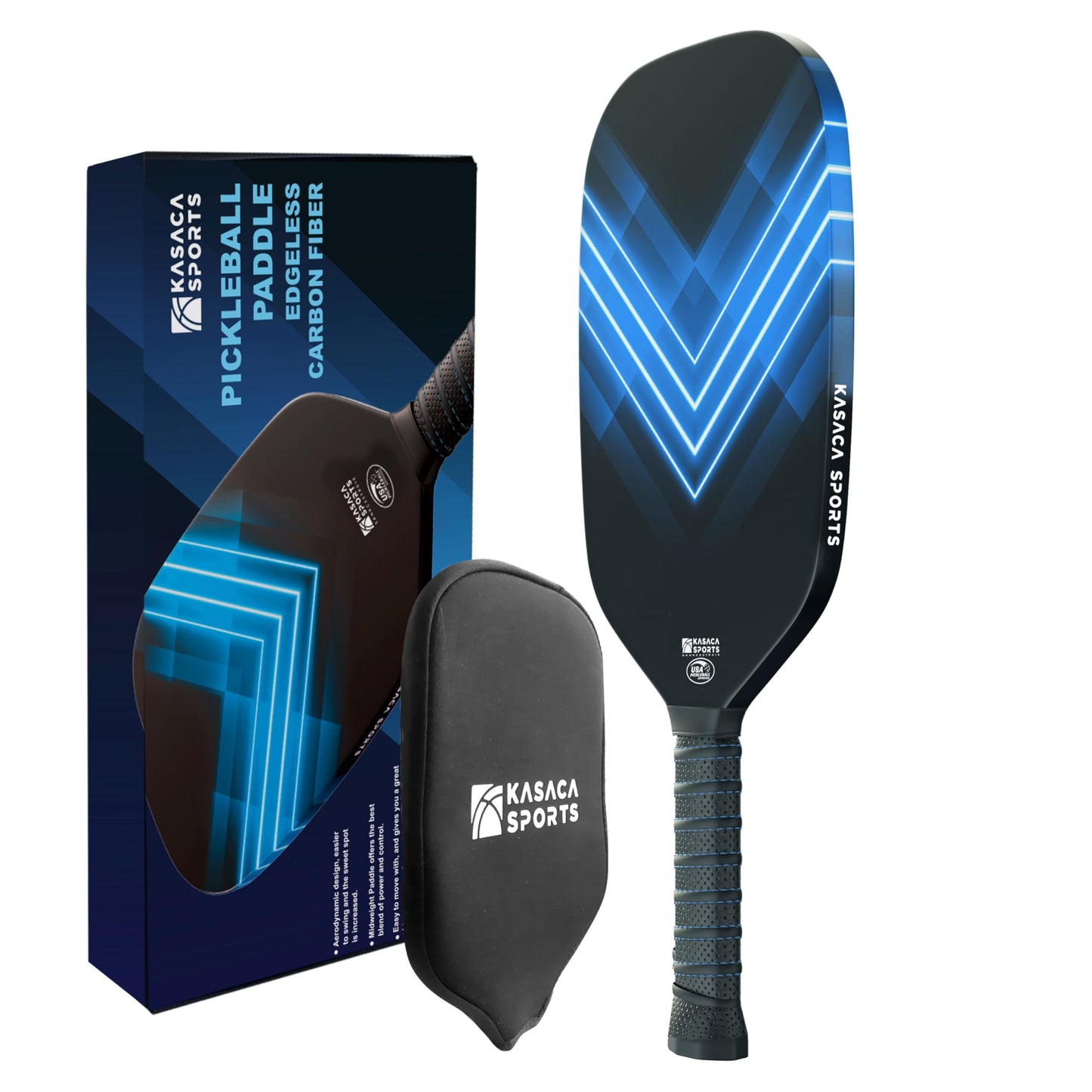 Kasaca Sport Edgeless Pickleball Paddles USAPA T700 Carbon Fiber Pickleball Paddle with Pickle Ball Paddle Cover Pickle Ball Raquette Pickle Ball Racket Pickleball Racket Lightweight Single Paddle