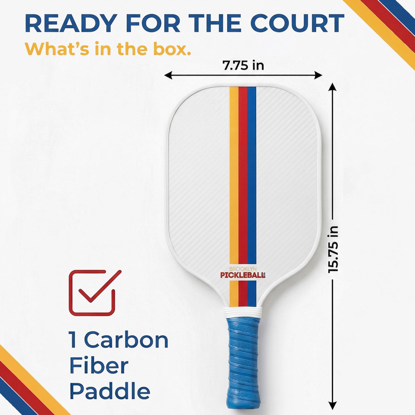 Premium Pickleball Paddles for All Skill Levels – USAPA Approved, Honeycomb Core & Cushioned Grip – Carbon Fiber White Pickle Ball Paddle Set – Made by Brooklyn Pickleball Co.
