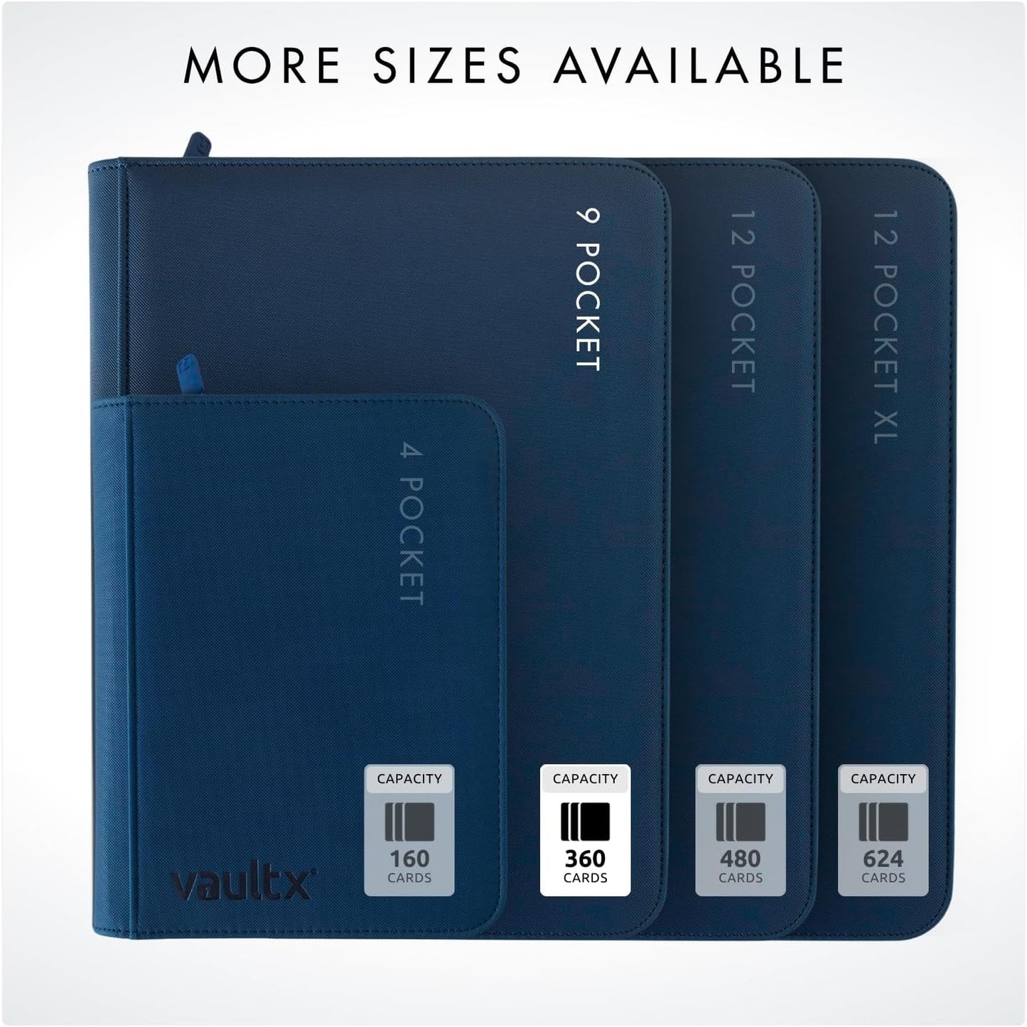 Vault X 9 Pocket Trading Card Binder - Premium Exo-Tec Material, Holds 360 Cards, Blue Color