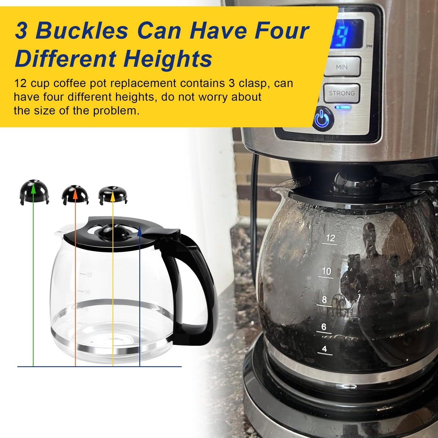 12-Cup Glass Coffee Carafe Replacement Pot Compatible with Hamilton Beach FlexBrew 12 Cup Coffee Maker 49902, 49904, 49915, 49905, 49317, 49467, 49611