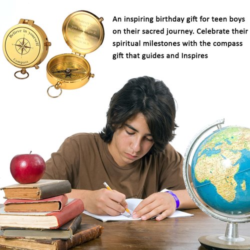Easter Inspirational Compass Gift for Teenage Boy, Birthday Gift for Teen Boy Ages 10 11 12 13 14 15 16 17 18, Confirmation Christian Religious Graduation Engraved Gift for Son, Boyfriend, Men