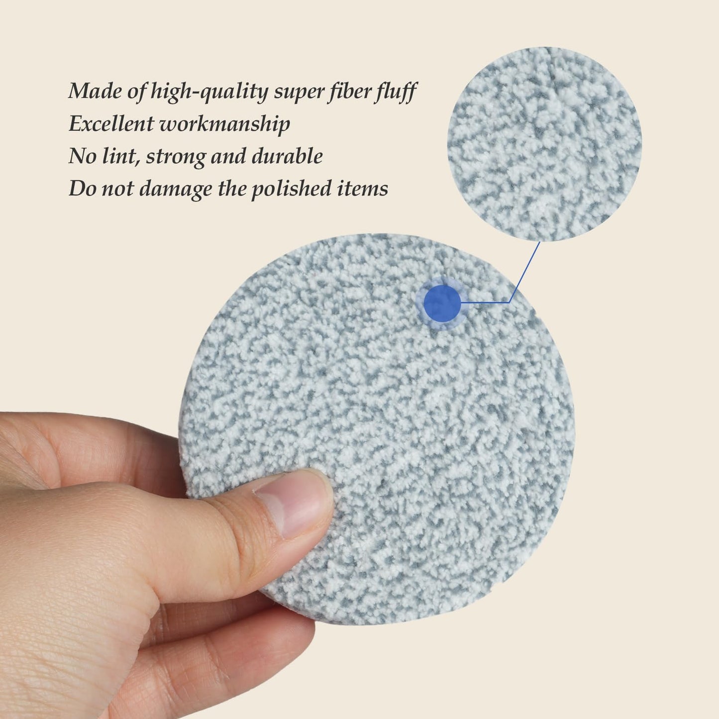 Autolock Microfiber Cutting Pads, 3Pcs 3 Inch Polishing Microfiber Pad, Finishing Disc with Hook & Loop Backing for Car Compounding, Cutting, Buffing, Waxing and Polishing