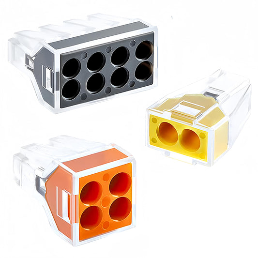FONGLUAN 100pcs Push-in Wire Connector Splicing Terminals for Solid and Stranded Conductors with 2/4/8 Wires