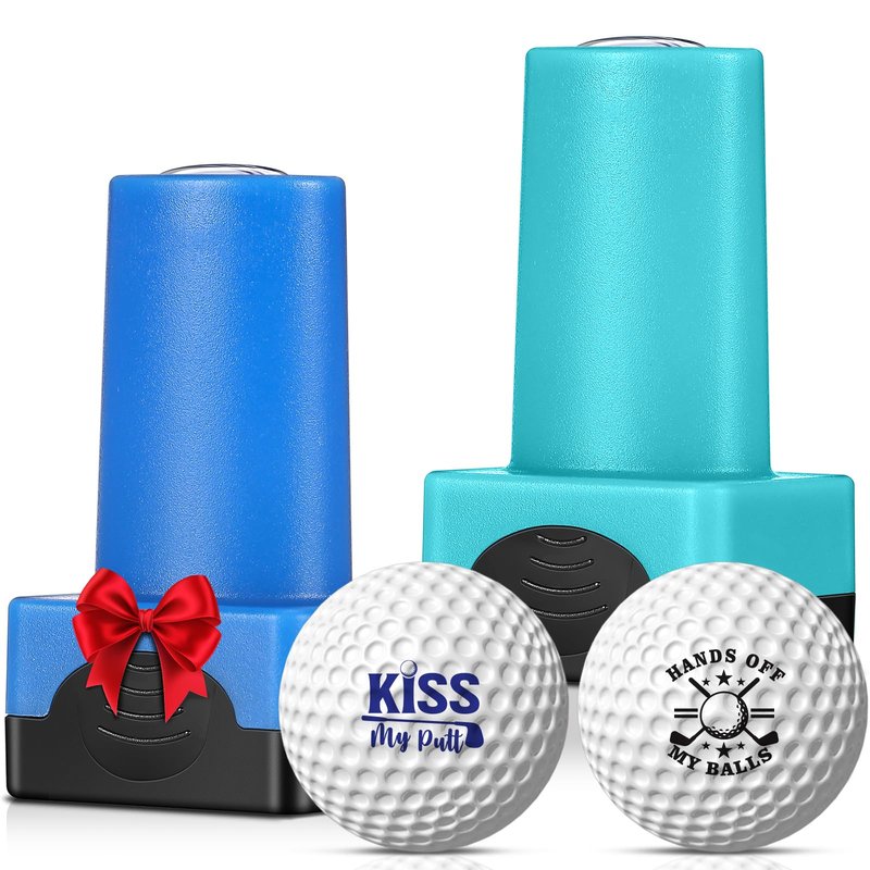 Gersoniel 2 Pack Golf Ball Stamp Self-Inking Golf Ball Stamp Markers Reusable Golf Ball Marking Tool to Identify Golf Balls for Golfer Gift Golfing Accessories(Fashion)