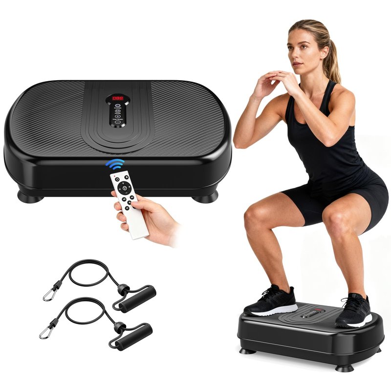 Vibrating Plate for Lymphatic Drainage, Vibration Plate Exercise Machine with Bluetooth & Silicone Pedal, Power Plate Vibration Platform for Weight Loss, Muscle Toning, with Resistance Bands