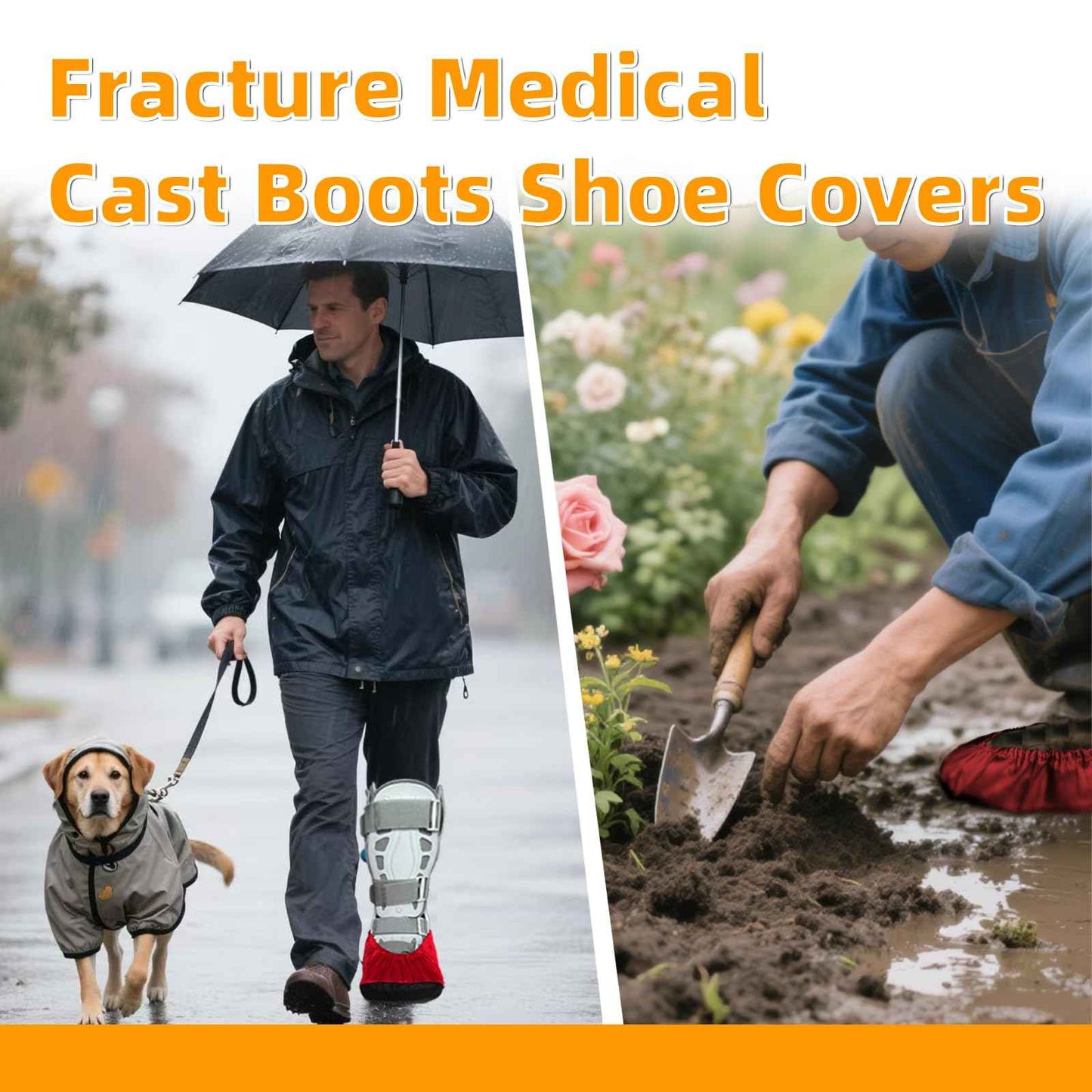 Air Cam Walking Boot Covers 2 pcs, Fracture Medical Cast Boots Shoe Covers for Broken Foot Ankle Recovery With Waterproof Anti-slip and Washable (X-Large)