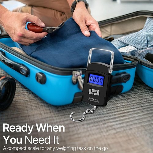 Flexzion Digital Hanging Scale - 110lb Portable Luggage & Fish Scale with LCD Display & Stainless Steel Hook