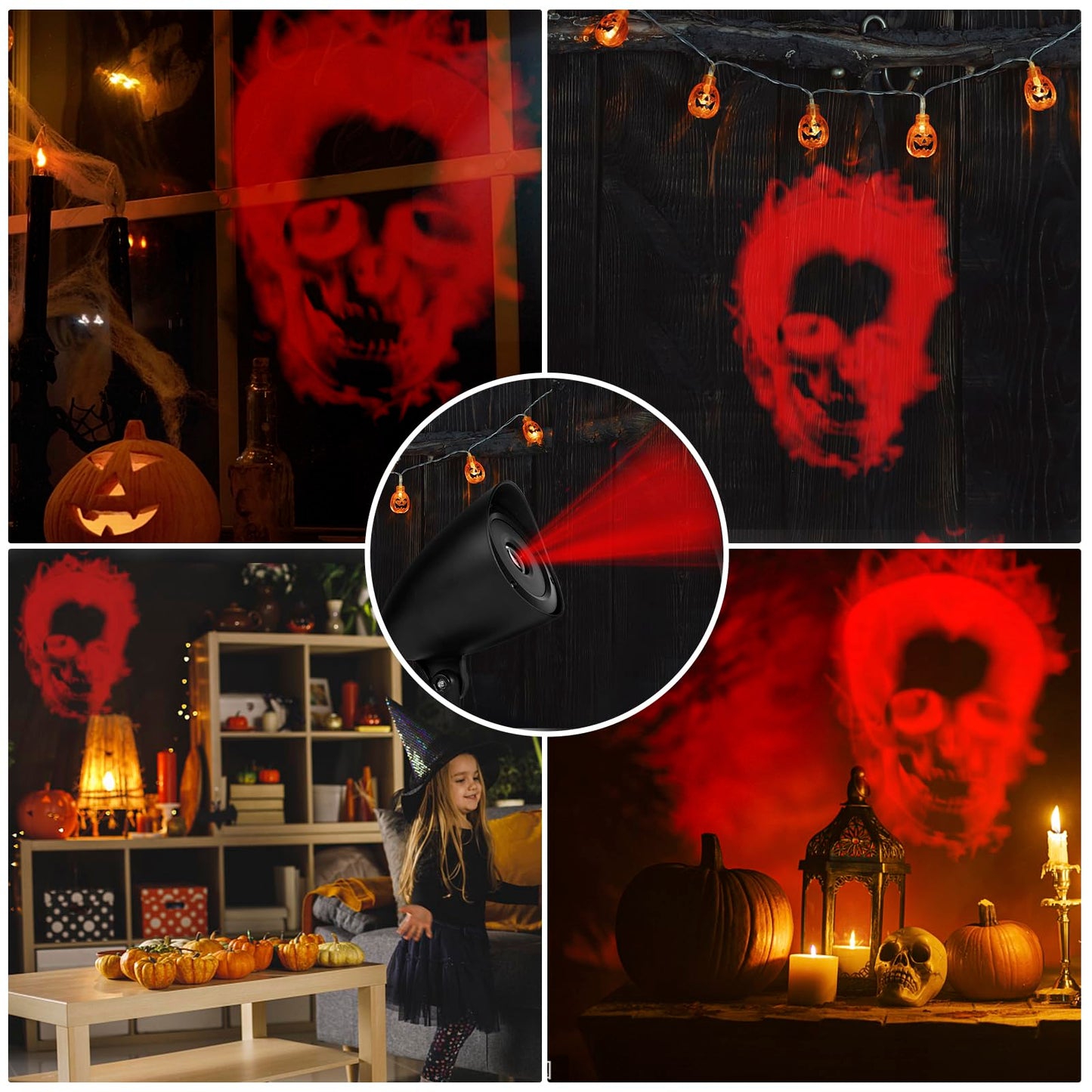 Halloween Projector Lights, Red Skull Projector LED Light, Waterproof Holiday Decoration for Party Yard Garden Outdoor Indoor Landscape Halloween Lights