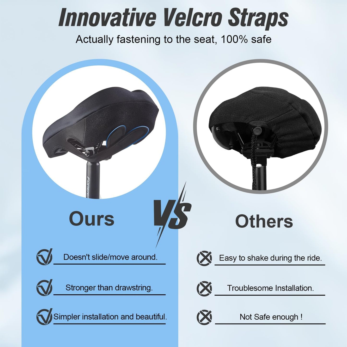 Zacro Bike Seat Cushion - Gel Padded Bike Seat Cover for Men & Women Comfort, Adjustable Velco Secure Bicycle Cushion Saddle, Fit with Peloton Bicycle, Indoor & Outdoor