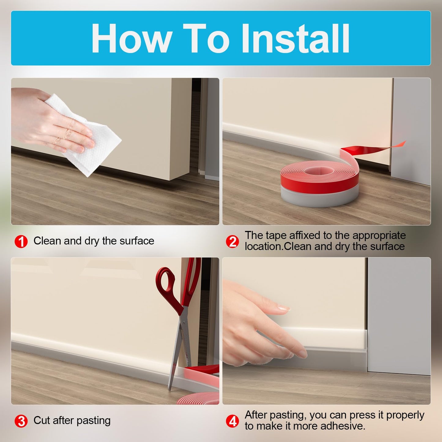 Pluden 20FT Weather Stripping Door Seal - 1" Silicone Alien Draft Seal Tape for Gaps Under Door Weatherstripping Sweep Stopper for Bottom of Shower Door/Sliding Glass Door