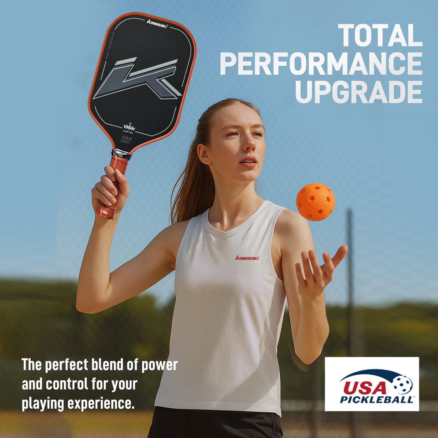 Pickleball Paddle, Kawasaki T700 Carbon Fiber (CFS)-USAPA Approved King Series Pickleball Racket 16mm for Tournament Level, with Cover Case/Grip (Black/RED)