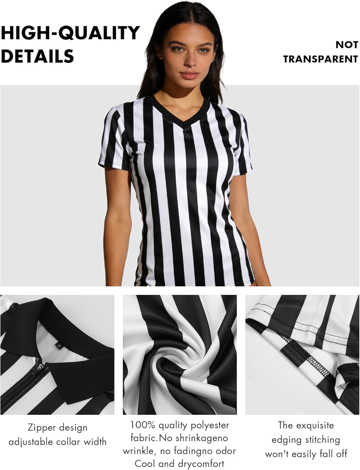 Skiennix Women's Referee Shirt - Official V-Neck Football & Basketball Jersey | Perfect for Halloween Costumes