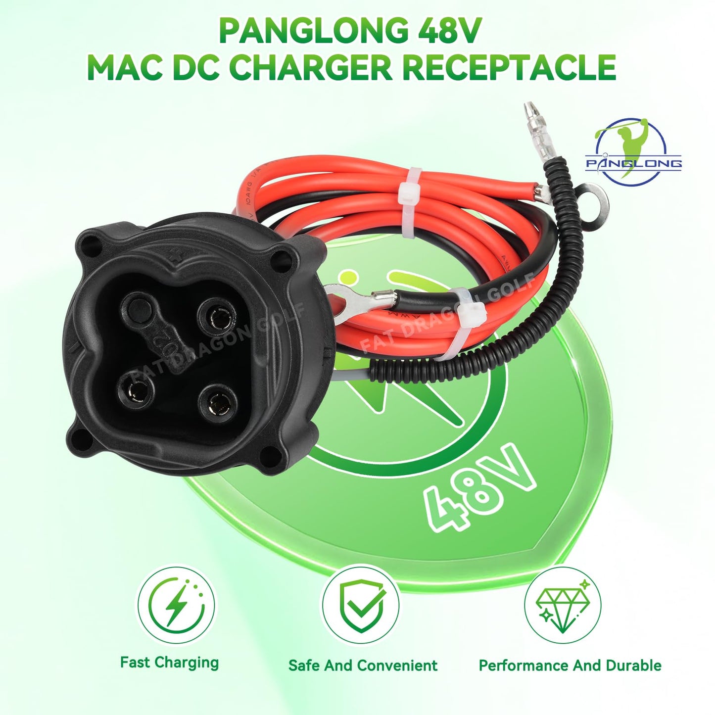 Panglong Golf Cart 48V MAC DC Charger-Plug Powerwise Receptacle fits Yamaha Golf Cart Charger Plug, Suitable for Yamaha G29 Drive 2008-2010 Golf Cart, OEM# JW2-H6181-02-00, JW2-H6181-01-00