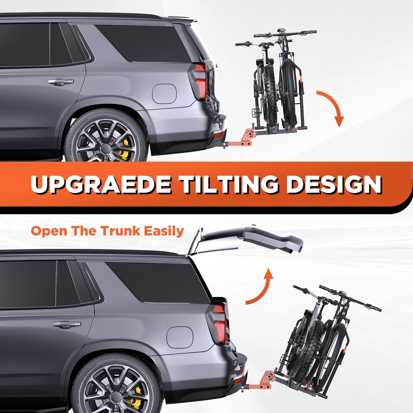 2-Bike Hitch Rack for Ebikes/Fat Tire, 200lbs, Tilting, Fits 2" Receiver