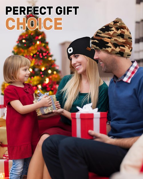 OKKLE LED Beanie Hat with Light, USB Rechargeable Beanie for Men & Women – Great Gift for Dad, Husband, Him, Stocking Stuffer Black