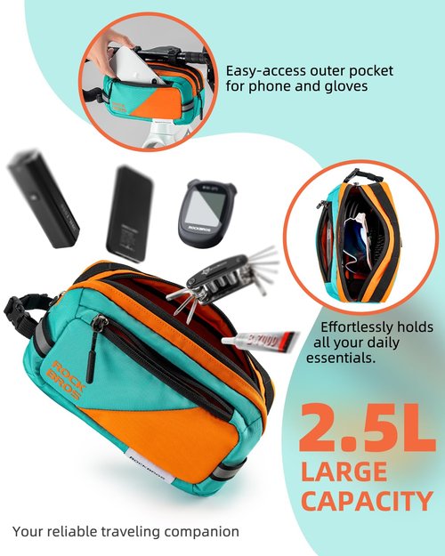 ROCKBROS Bike Handlebar Bag Large Capacity Bicycle Handle Bar Bag Quick Release Bike Front Bag Bike bag with Shoulder Strap Cycling Accessories for Men Women