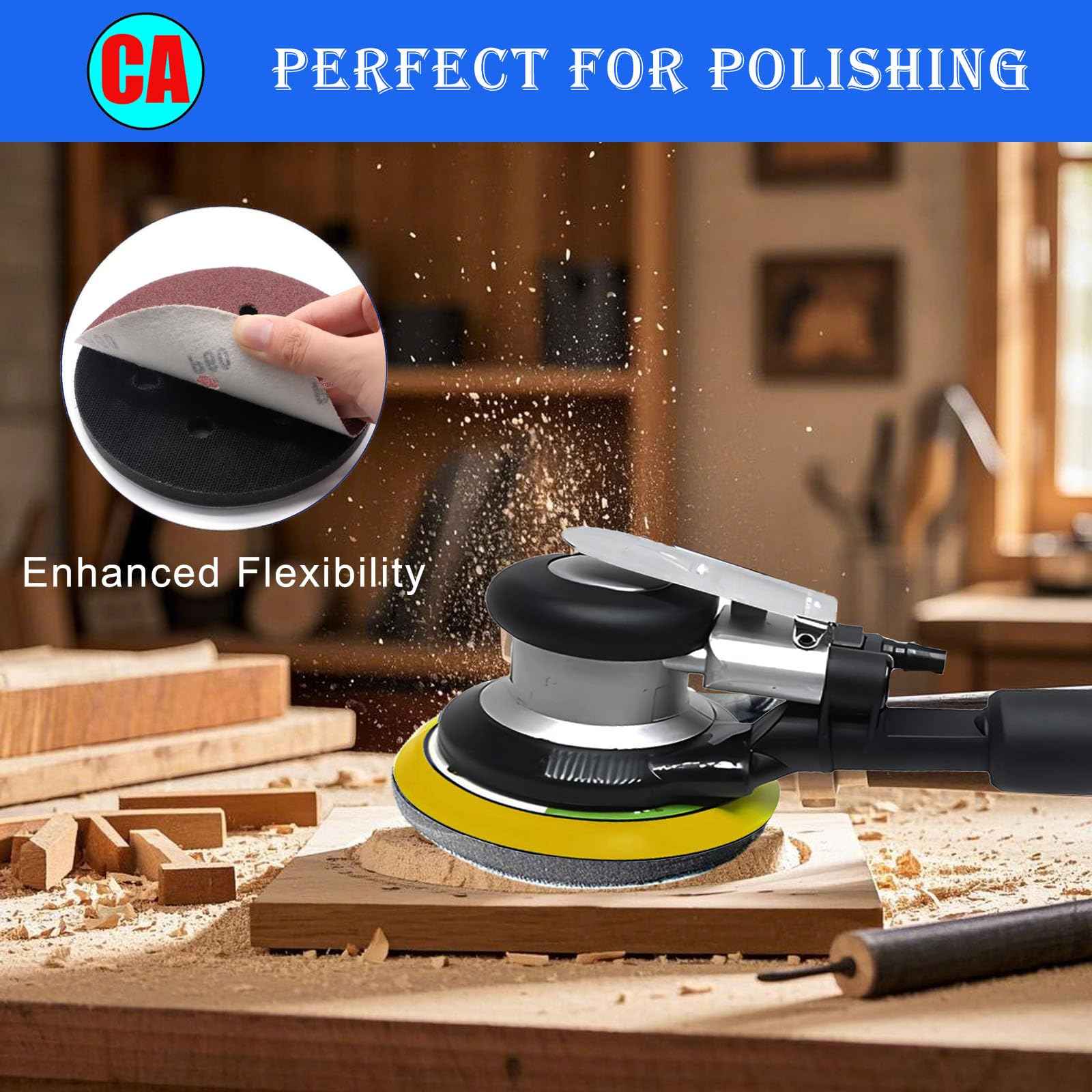 Crossarctic 5 Pack 6 Inch Sanding Interface Pads, Hook and Loop - 6 Inch Soft Density Sponge Cushion Buffer Backing Pads with EVA Foam for Orbital Sander