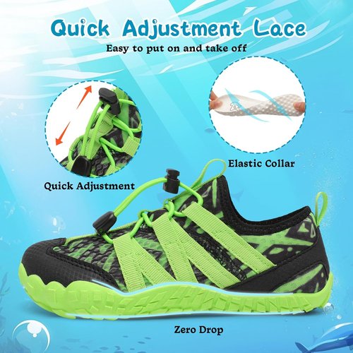 LeIsfIt Kids Water Shoes Boys Girls Wide Barefoot Swim Shoes Quick Dry Aqua Socks with Non-Slip Sole for Beach Pool Surf Hiking