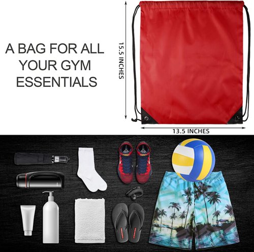 GoodtoU Drawstring Backpack - 20 Pcs Cinch Bags for Gym & Sports | Red Color, Durable Design