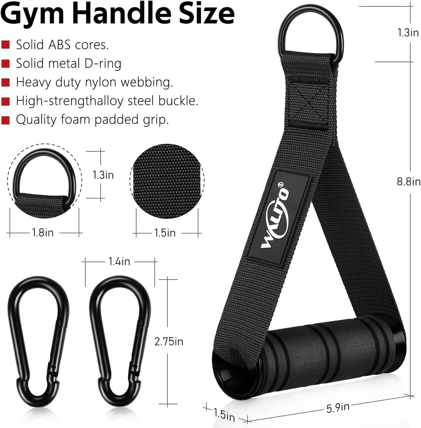 WALITO Exercise Handles - Heavy Duty Replacement Cable Machine Attachments for Home Gym Equipment