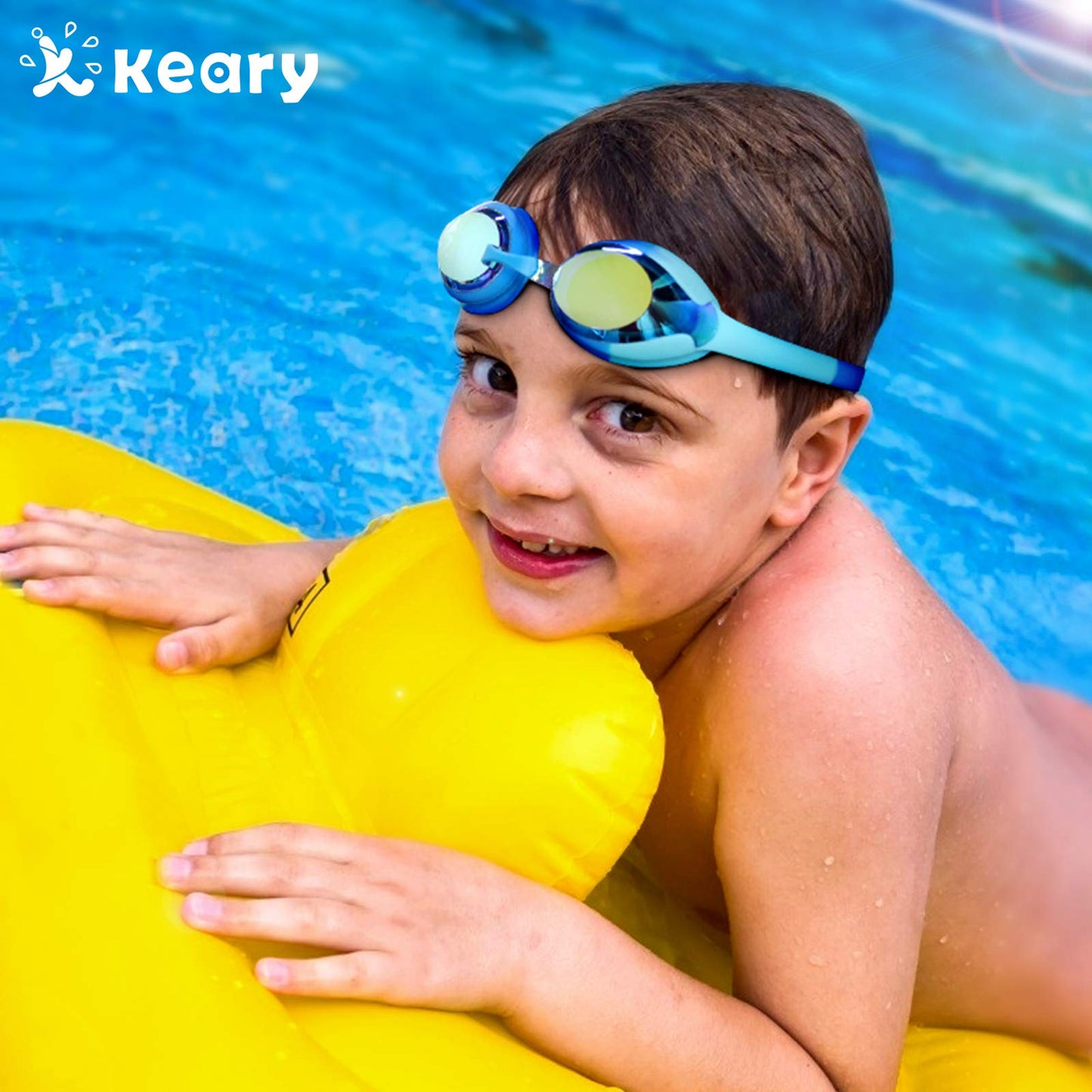 Keary 2 Pack Kids Swim Goggles for Toddler Children Girls Boys Youth, Anti-Fog Waterproof Anti-UV Clear Vision Mirror Flat Lens Water Pool Goggles with 3 Nose Piece